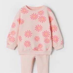 ZARA Pink Floral Sweatshirt - Size: 18-24mo.